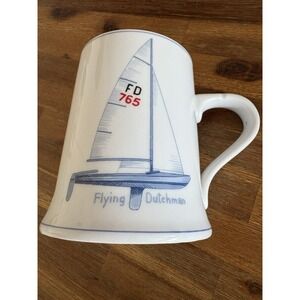 JKW Bavaria Sailboat Nautical Mug Cup 1950 Flying Dutchman /Finn West Germany 5"